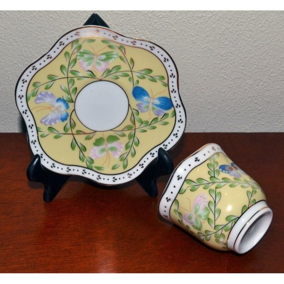 Butterfly Demitasse Cup and Saucer, Yellow/Gold Trim from Formalities by Baum Br - Picture 1 of 8
